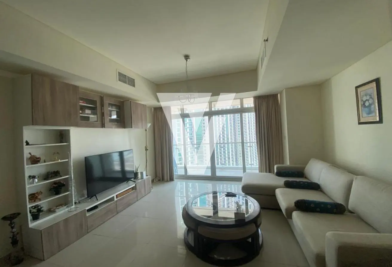 Living room of the 1-bedroom apartment in Tala Tower, Al Reem Island